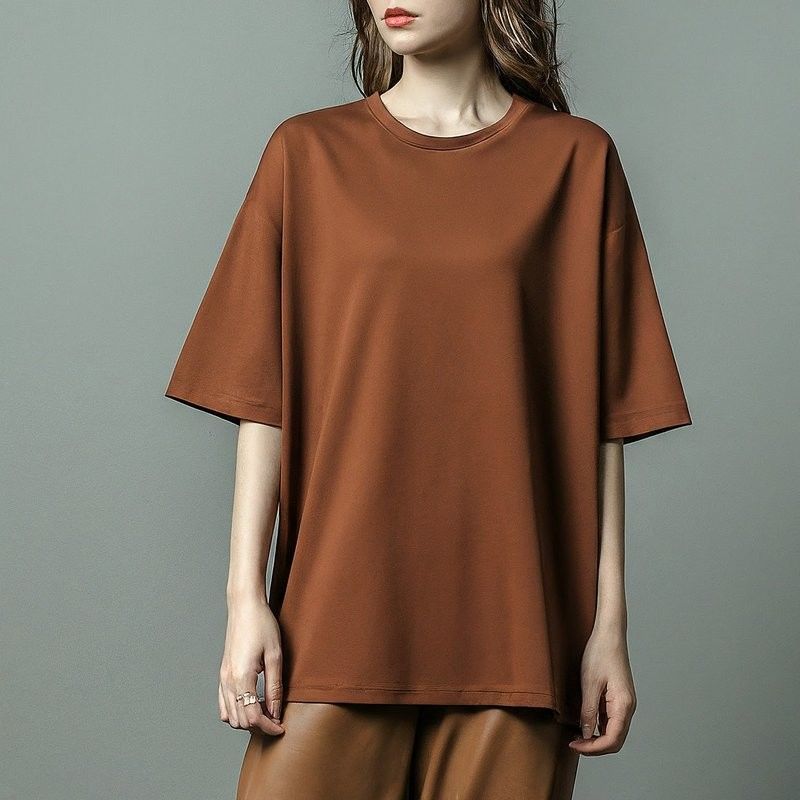 تی شرت بزرگ زنانه ساده 200 گرم S-6XL با گردن بند