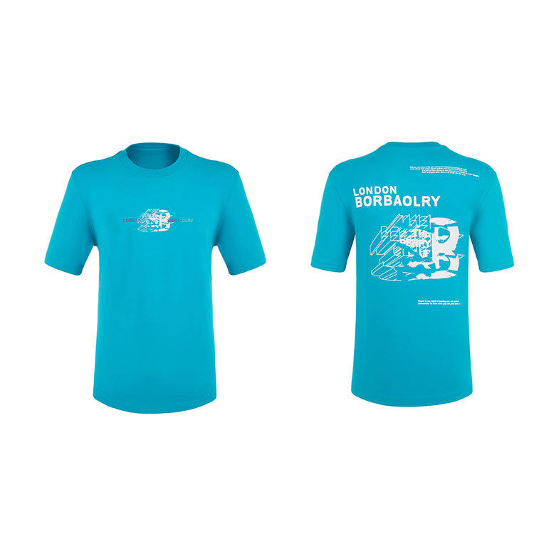 تیشرت نخی ساده و راحت مردانه با لوگوی سفارشی، حس خنکی، ضد پرز، مشکی، سفید، آبی، فیروزه‌ای