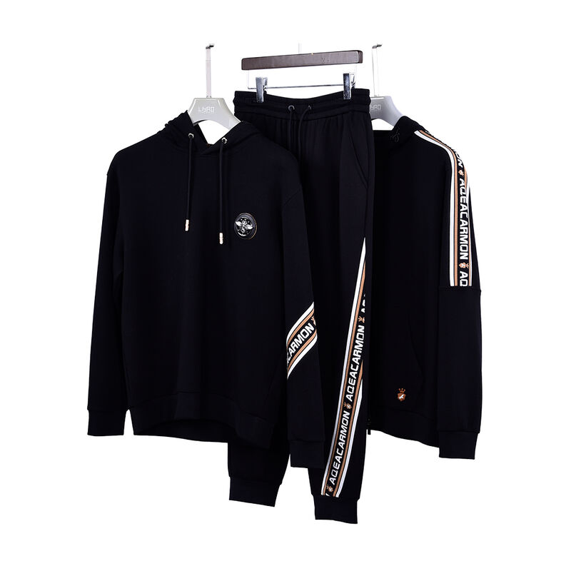 ست هودی مردانه ضد باد سایز بزرگ با طرح لوگوی سفارشی، هودی با کیفیت پایدار، ست ورزشی، شلوار گرمکن، پلیور