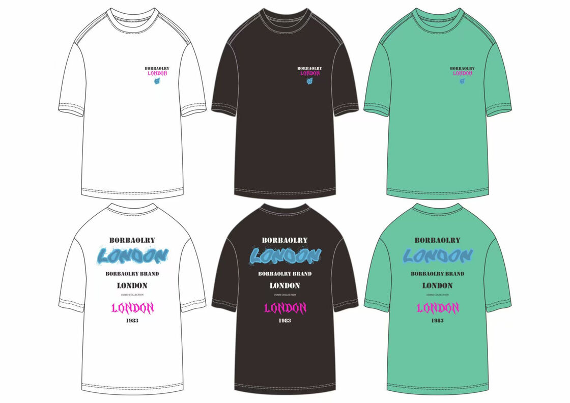 قیمت رقابتی لوگو سفارشی وزن سنگین بیش از حد 100٪ پنبه سیاه تی شرت گردن مردانه