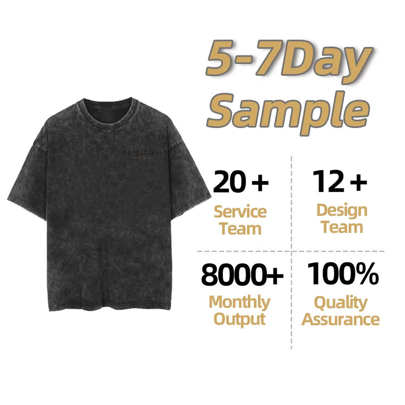 تی شرت مردانه پنبه ای با طرح هیپ هاپ سفارشی، چاپ پفکی، تبلیغاتی، فضای باز، یقه گرد وینتج، پوشاک خیابانی، رنگ شده با اسید