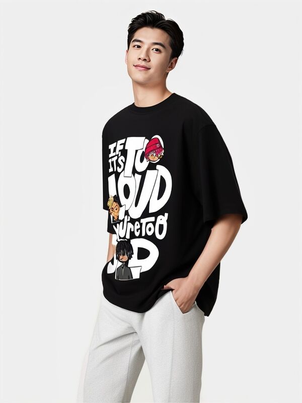 تی‌شرت‌های مردانه نخی ۱۰۰٪ اورسایز با شستشوی اسیدی، یقه کلاسیک، آستین کوتاه و بلند، طرح محو شده در آفتاب با لوگوی سفارشی