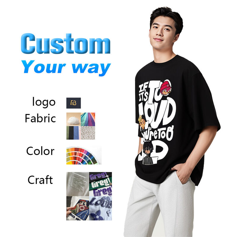 تی‌شرت‌های مردانه نخی ۱۰۰٪ اورسایز با شستشوی اسیدی، یقه کلاسیک، آستین کوتاه و بلند، طرح محو شده در آفتاب با لوگوی سفارشی