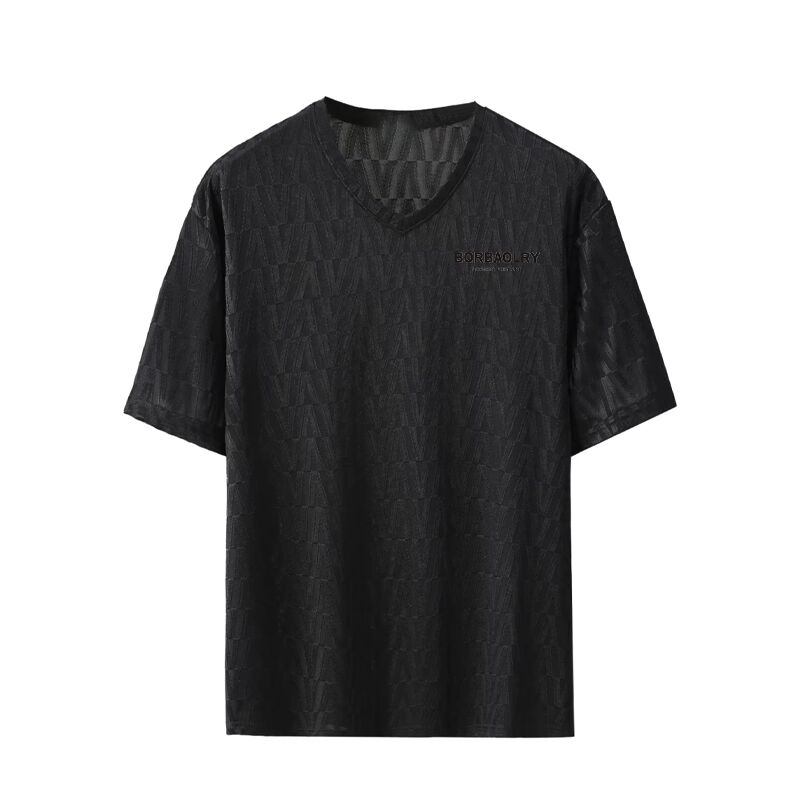 2025 تابستان لباس مردانه با رنگ پلاک یخ ابریشم تی شرت کوتاه آستین زیبا لوکس اوقات فراغت نیم آستین بالا