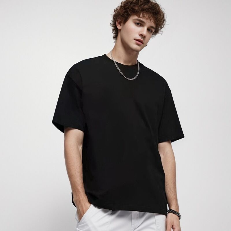 تی‌شرت مردانه سفارشی بدون طرح، تی‌شرت یقه گرد سنگین با کیفیت بالا برای مردان