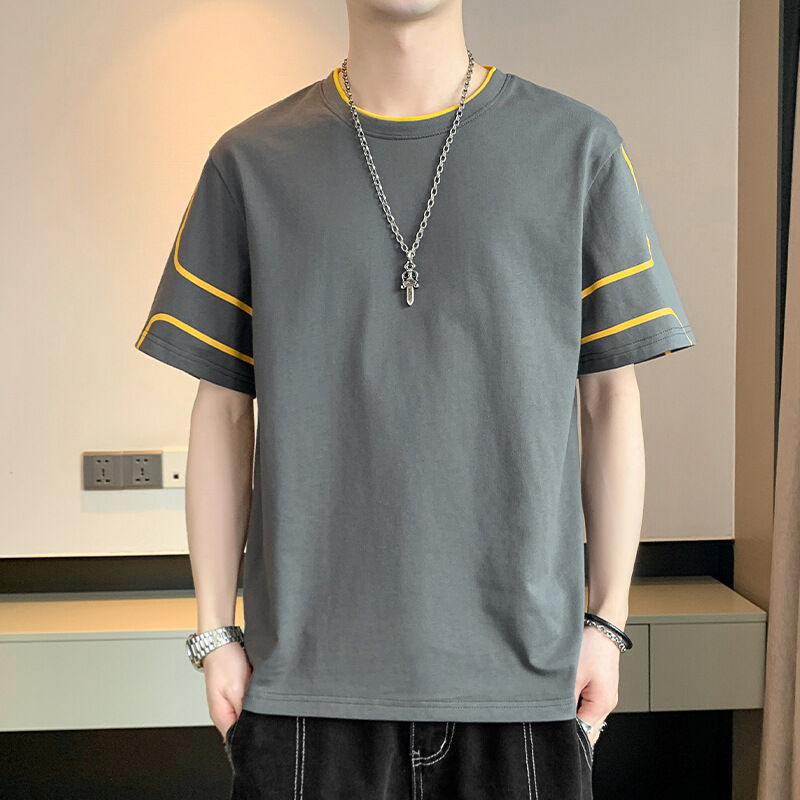 لوگو سفارشی Oem بروکاری طراحی چاپی برای مردان تی شرت کوتاه آستین با بالا باز تابستان نیم آستین تی شرت