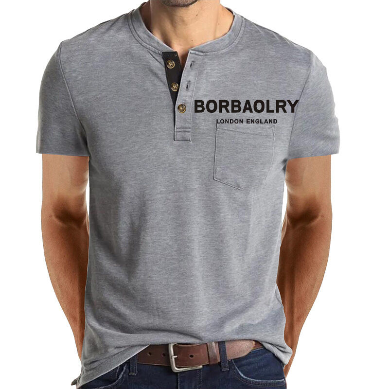 تی شرت آستین کوتاه پرفروش، تی شرت نخی سفارشی، تی شرت 3 دکمه ای خشک شونده سریع برای مردان