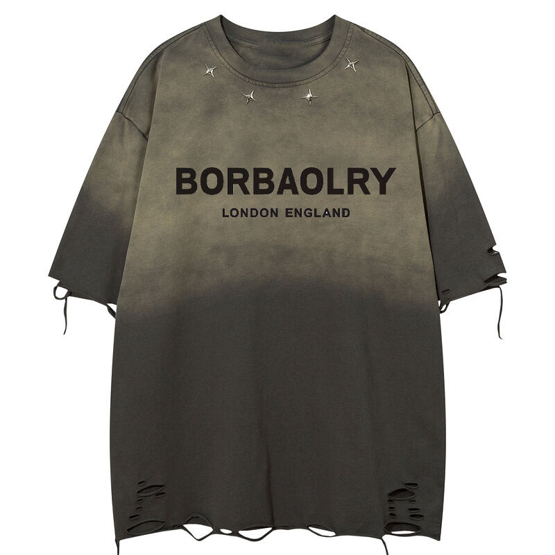 تی‌شرت مردانه آستین کوتاه ورزشی طرح ساده سایز بزرگ وینتج خیابانی طرح قدیمی با تزئین دکمه