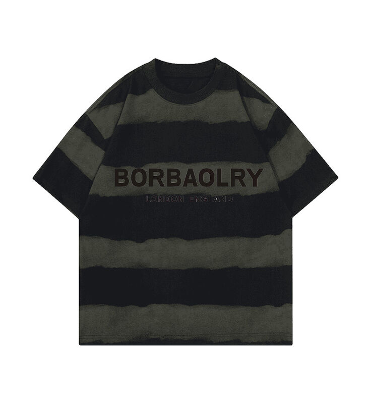 عمده فروشی 220g تی شرت پنبه ای مد سبک و آرام درسته بالا تی تی رنگ دست ساز فرو رفته شانه های گرد گردن آستین کوتاه