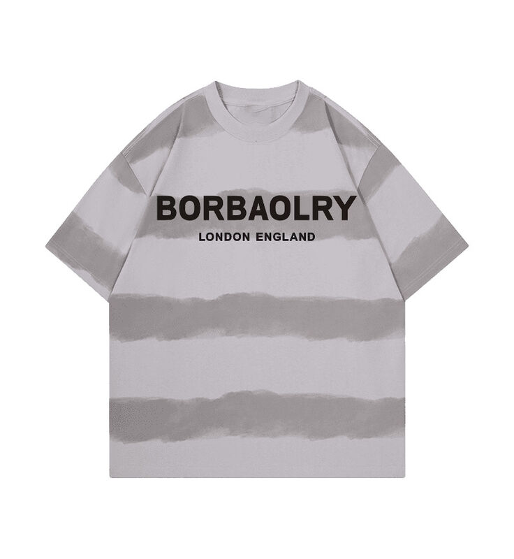 عمده فروشی 220g تی شرت پنبه ای مد سبک و آرام درسته بالا تی تی رنگ دست ساز فرو رفته شانه های گرد گردن آستین کوتاه