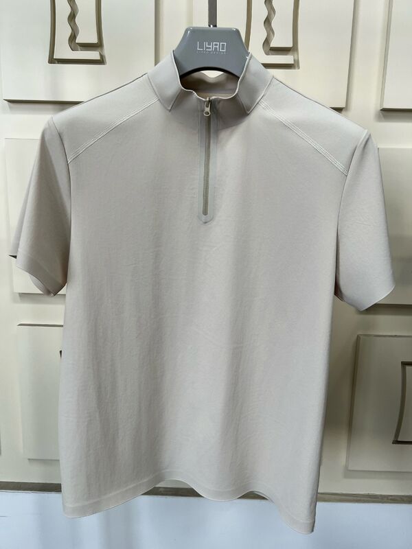 تی‌شرت مردانه یقه اسکی آستین کوتاه، پارچه کشسان، خشک شونده سریع و قابل تنفس برای ورزش در فضای باز