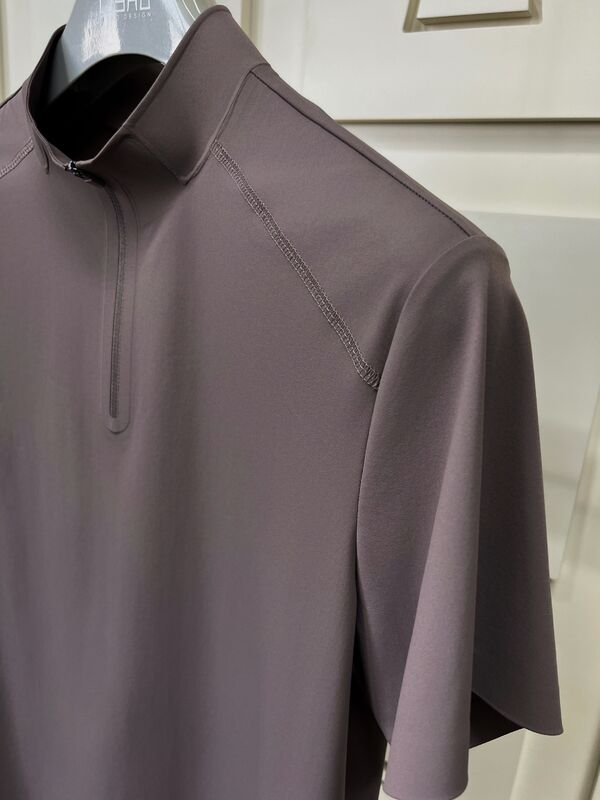 تی‌شرت مردانه یقه اسکی آستین کوتاه، پارچه کشسان، خشک شونده سریع و قابل تنفس برای ورزش در فضای باز