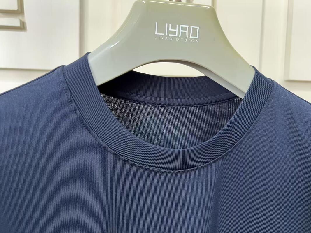 لباس های مردانه رنگ جامد پنبه ای گردن کوتاه آستین پنبه ای تی شرت کارخانه ODM تی شرت کوتاه آستین مردانه