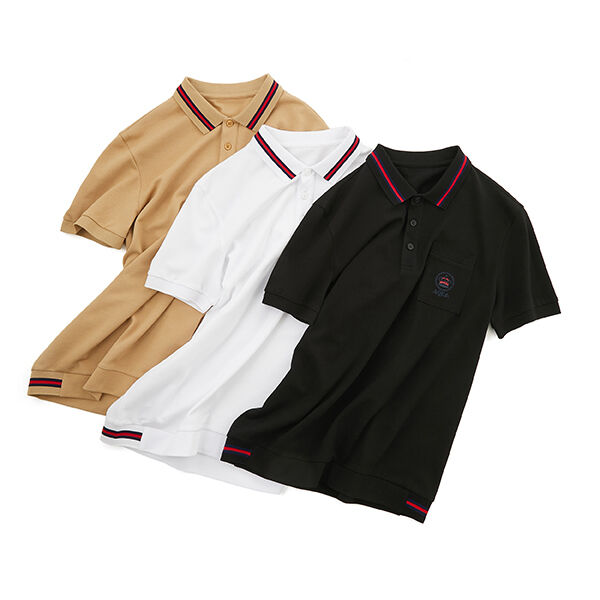 پیراهن‌های پولو نخی ساده سفید و مشکی با دوخت نفیس و سازگار با پوست، مناسب برای مردان، با قابلیت گلدوزی لوگوی سفارشی و برچسب، مناسب استایل کژوال