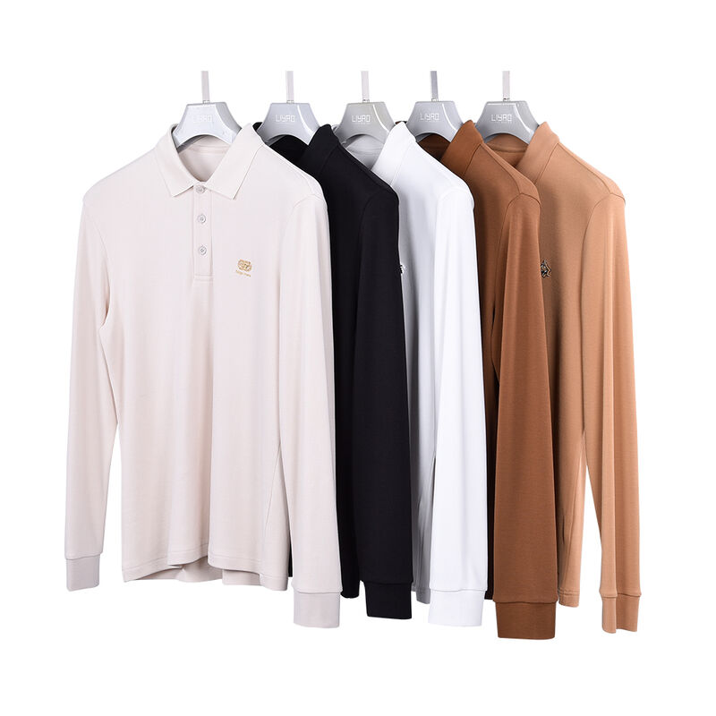 رنگ پاییز بلوک تی شرت پولو برای مردان عمده فروشی با کیفیت بالا پنبه آستین بلند مردان پیراهن یونیفورم سیاه پیراهن پولو لوگو سفارشی