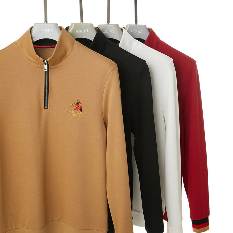 پیراهن پولو سفارشی تی شرت آستین کامل پیراهن پولو مرد پیراهن پولو لوگو سفارشی زیپ آستین بلند ایستاده طوق کسب و کار