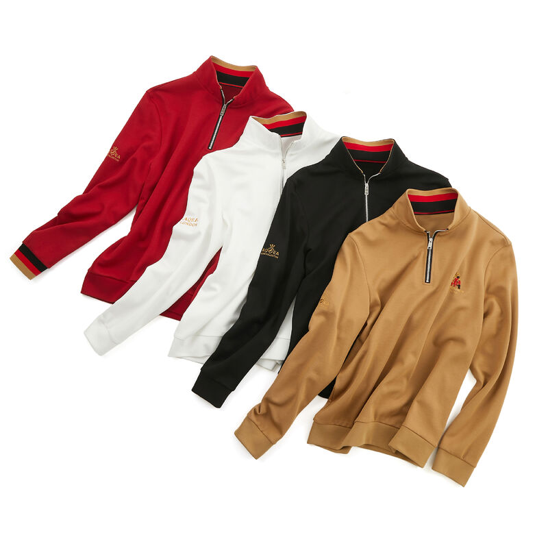 پیراهن پولو سفارشی تی شرت آستین کامل پیراهن پولو مرد پیراهن پولو لوگو سفارشی زیپ آستین بلند ایستاده طوق کسب و کار