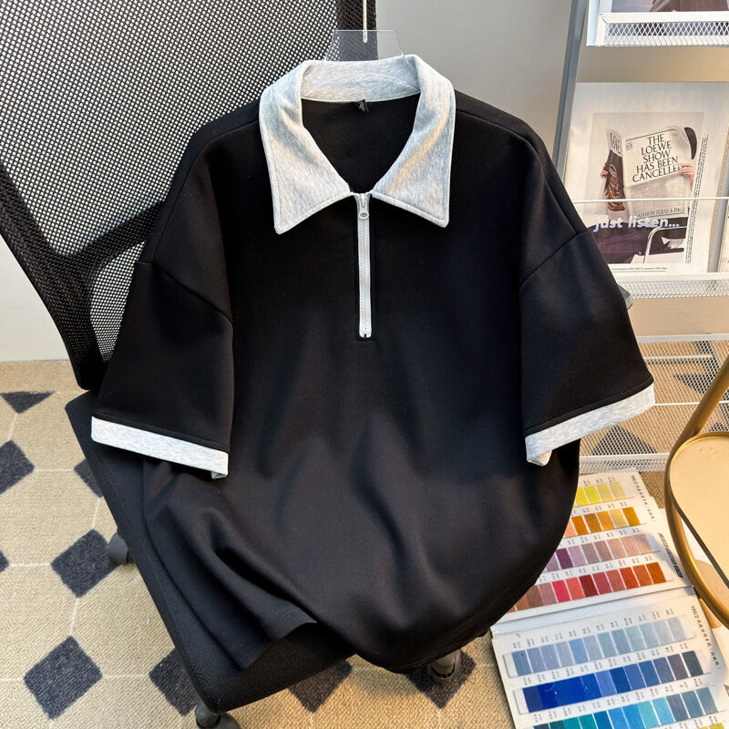 کیفیت بالا عمده فروشی لباس مردانه بیش از اندازه تیشرت زیپ تولید کننده تیشرت خالی کوتاه آستین برای مردان