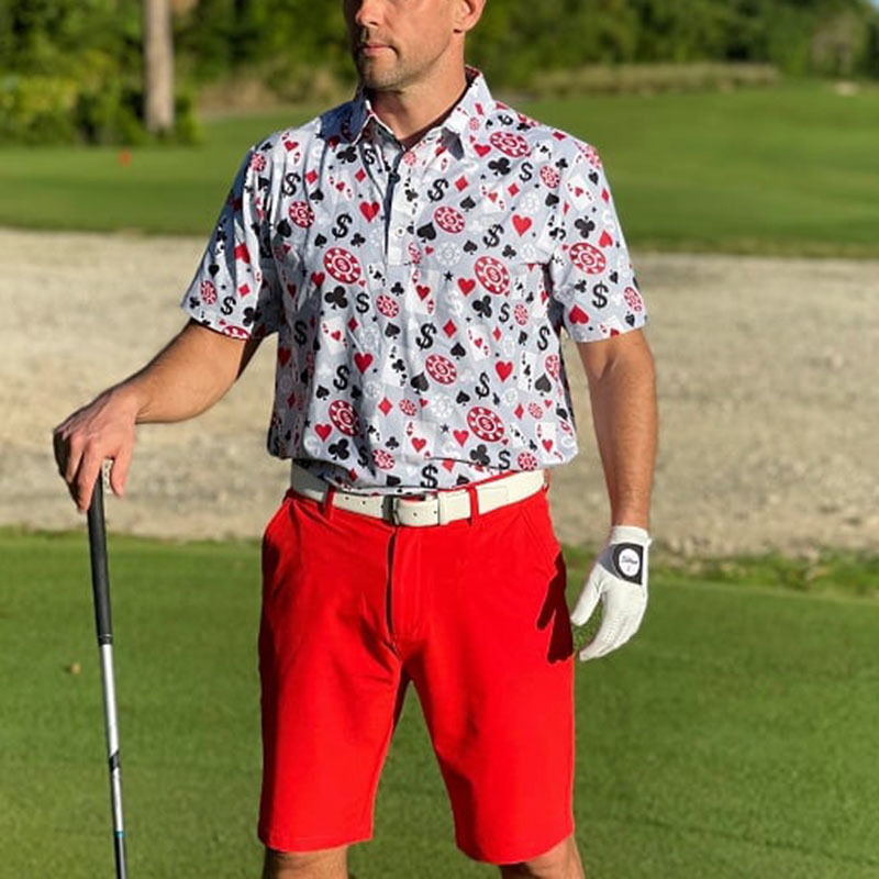 OEM کیفیت بالا مردانه پوکر سیاه جک گلف آستین کوتاه 4 راه کشش سبک وزن سریع خشک گلف پیراهن پولو لوگو سفارشی