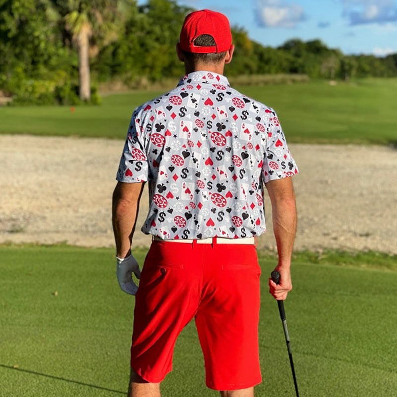 OEM کیفیت بالا مردانه پوکر سیاه جک گلف آستین کوتاه 4 راه کشش سبک وزن سریع خشک گلف پیراهن پولو لوگو سفارشی