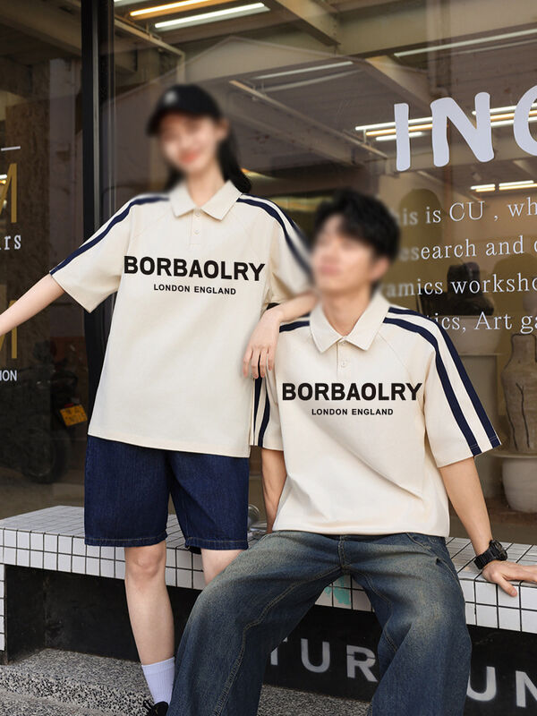 تی شرت یقه دار بافتنی طرح دار مردانه آستین کوتاه تابستانی به سبک خیابان آمریکایی