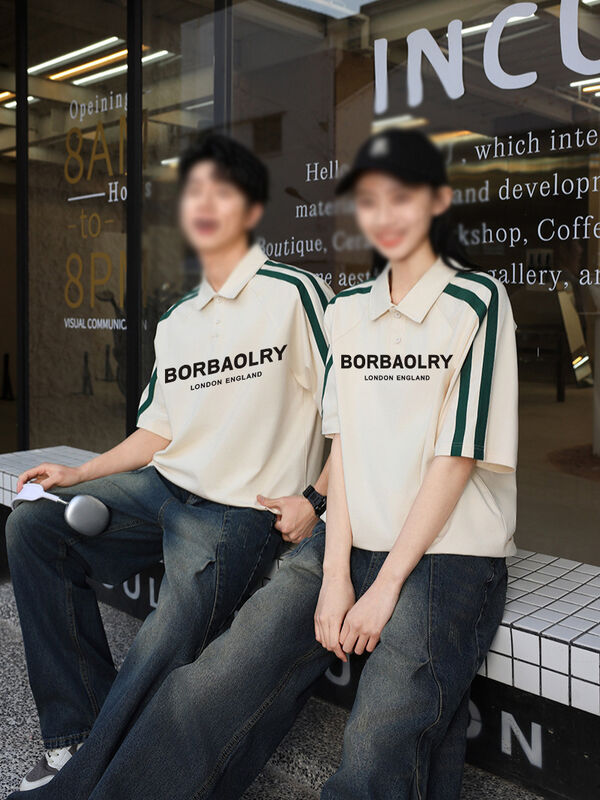 تی شرت یقه دار بافتنی طرح دار مردانه آستین کوتاه تابستانی به سبک خیابان آمریکایی